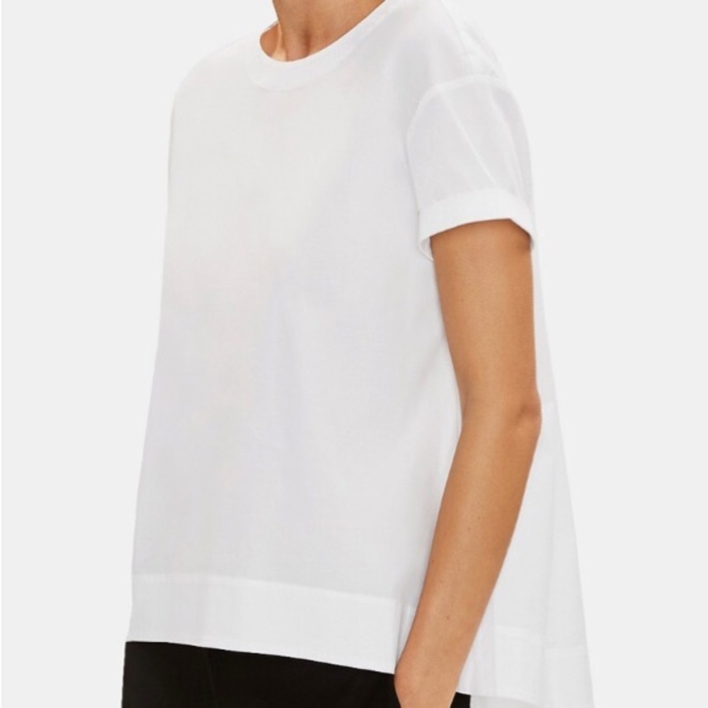 Eileen Fisher blouse organic cotton round neck shirt sleeve rounded hem - Picture 10 of 10